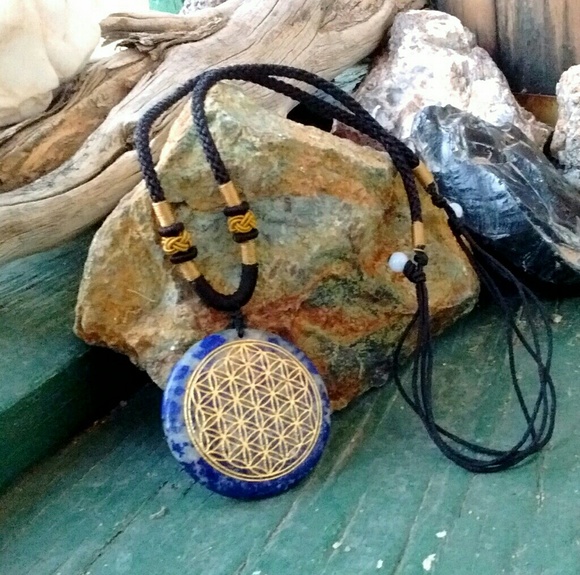 Jewelry - Natural Lapis Lazuli Flower of Life Necklace